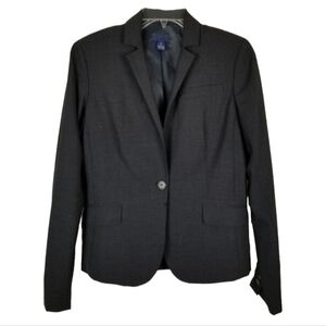 J Crew Womens One Button Wool Blazer Size 6 Dark Gray Stretch Boardroom Siren